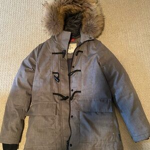 Women's Gray Ski Jacket with Fur Hood